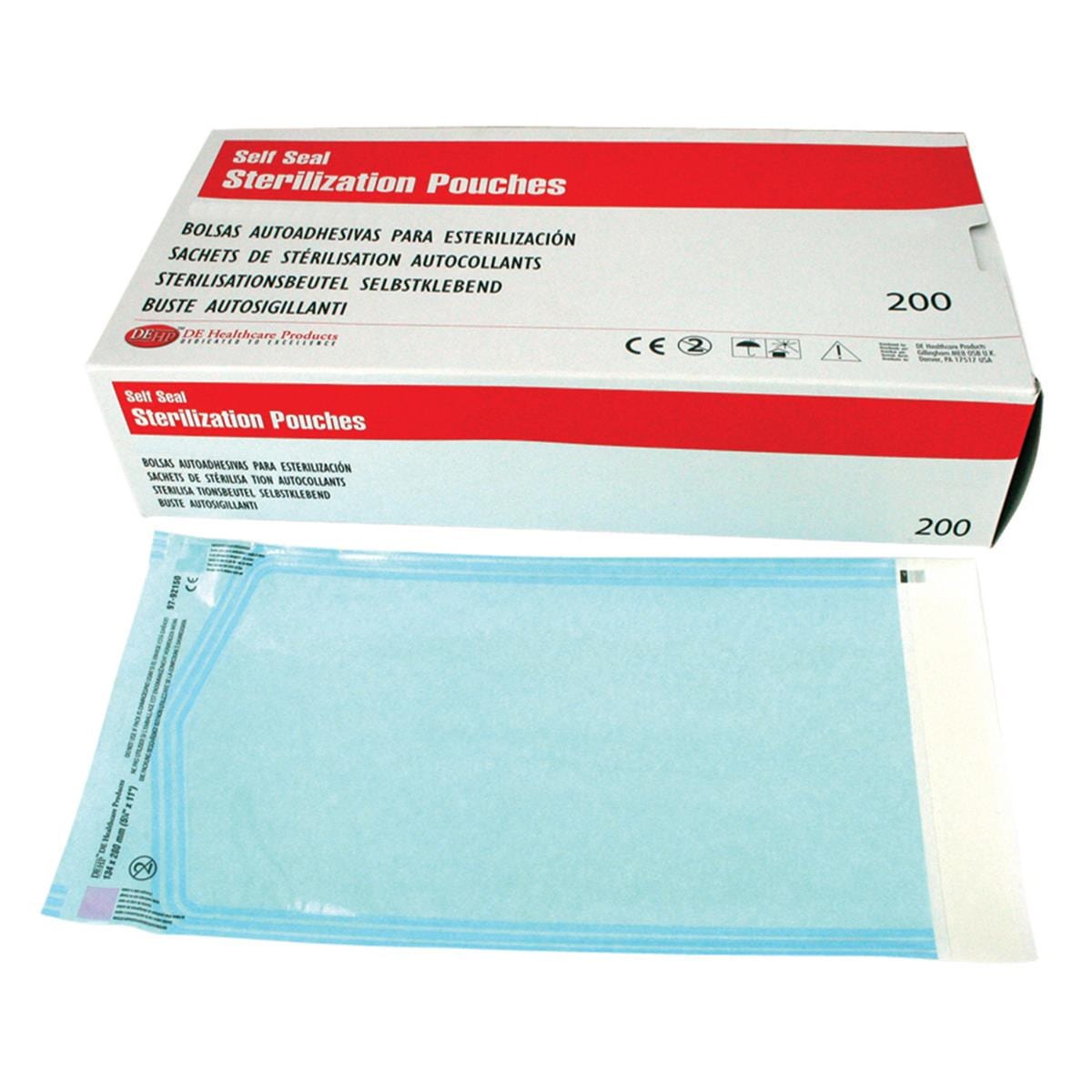 DEHP Sterilisation Selfseal Pouch 89 x 254mm 200pk