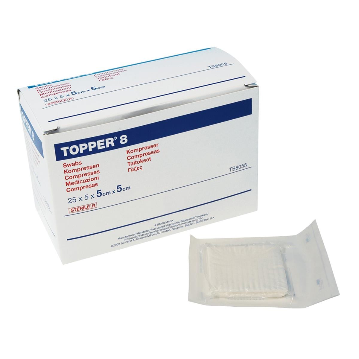 Topper 8 Swabs Sterile 5 x 5cm 4-ply 125pk