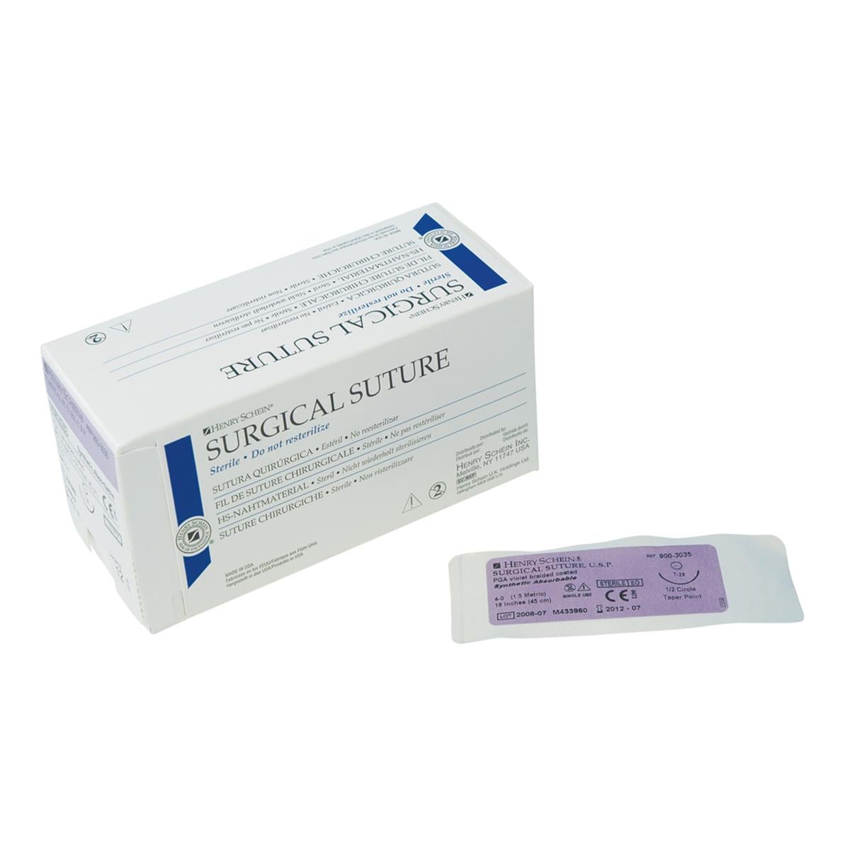 HS PGA Sutures Violet Coated 45cm 4-0 1/2 Circle Taper Point TP-18 18mm 9003035 12pk