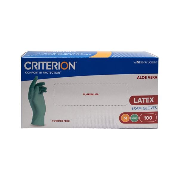 Criterion Gloves Latex Powder-Free Aloe Vera Green Medium 100pk
