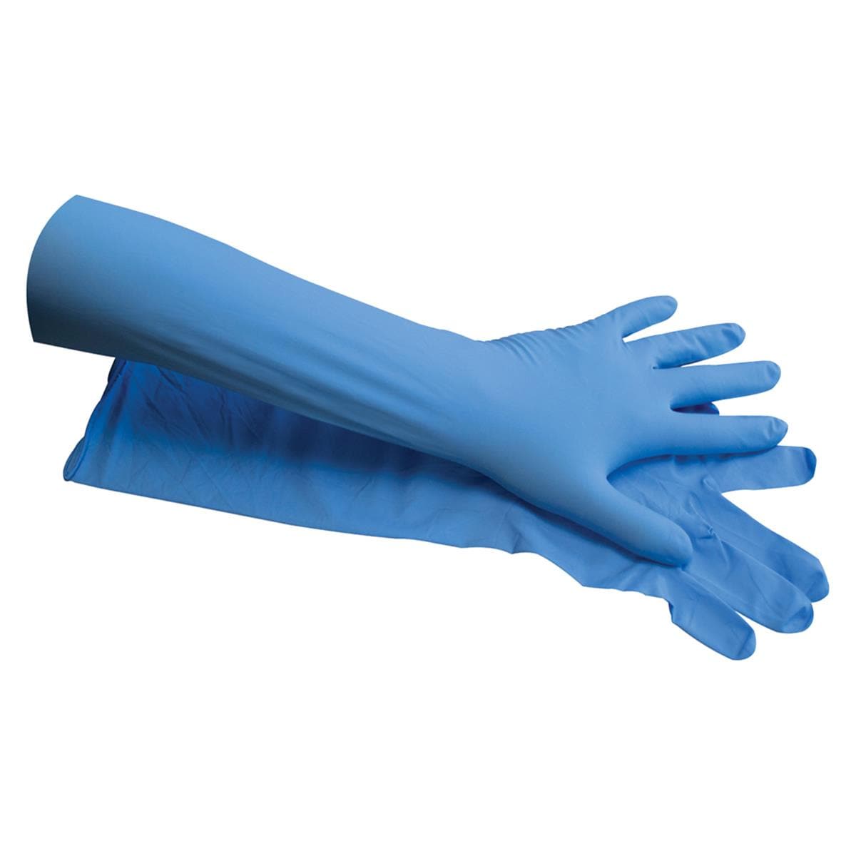 HS Gloves Nitrile Powder-Free 16in Long Extra Protection Blue Large 50pk