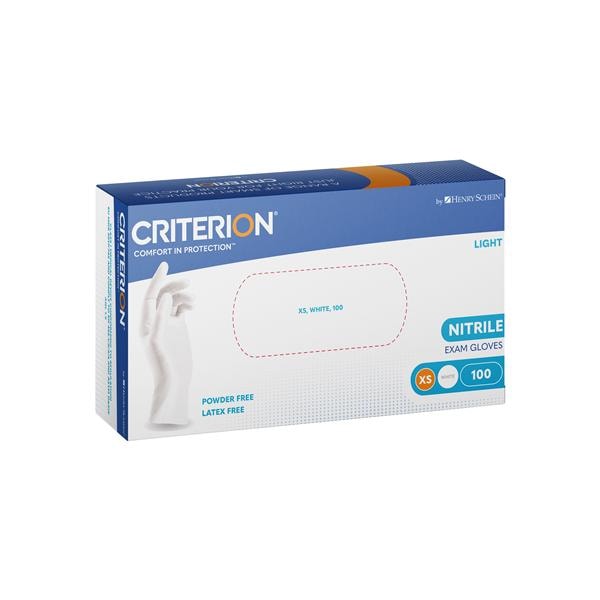 Criterion Gloves Nitrile Powder-Free Text White X-Small 100pk