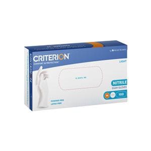 Criterion Gloves Nitrile Powder-Free Text White Medium 100pk