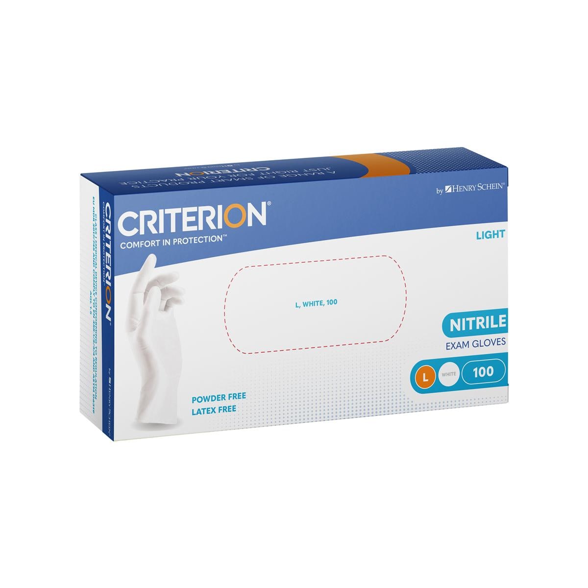 Criterion Gloves Nitrile Powder-Free Text White Large 100pk