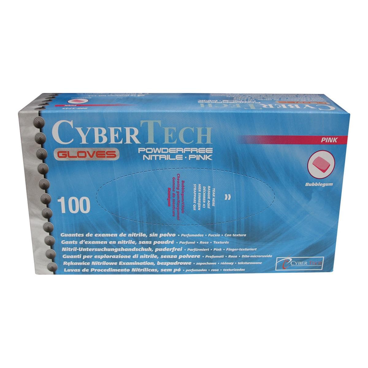 Cyber Gloves Nitrile Powder-Free Text Pink B/Gum S 100pk