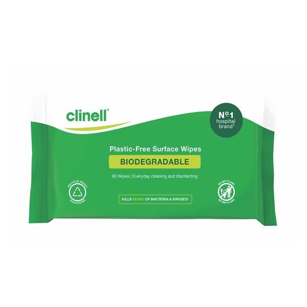 Clinell Biodegradable Surface Wipes 60pk