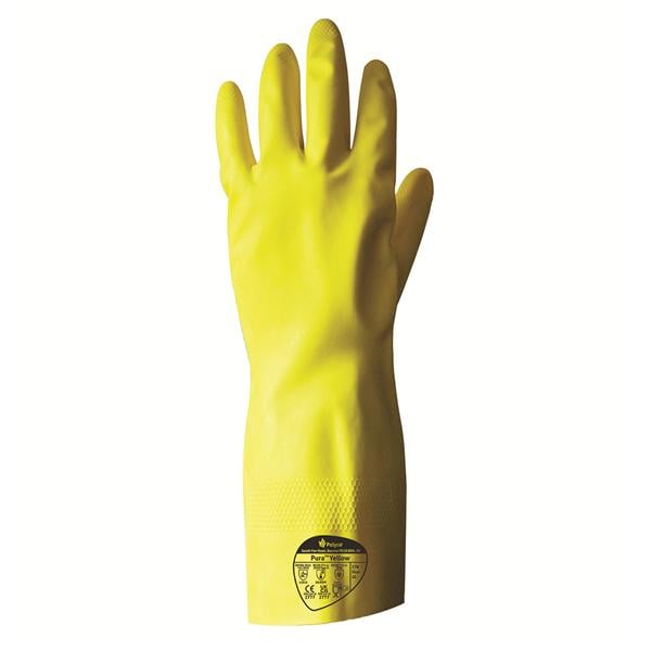 Pura Nitrile Flock Lined Gloves Yellow Size 8 Medium Pair
